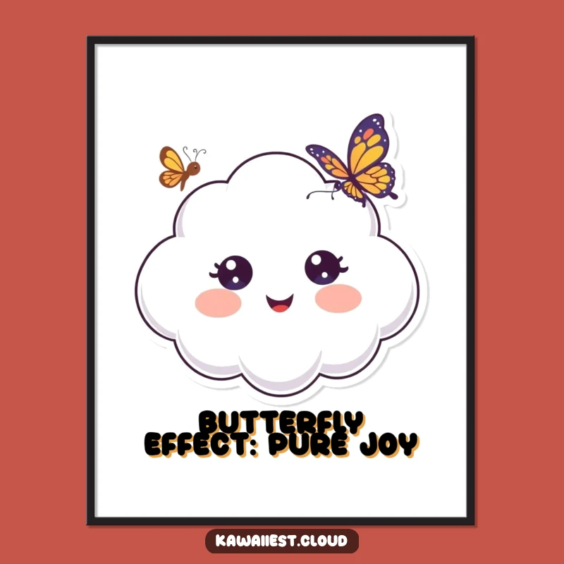 Funny Free Printable Wall Art: Surprised Cloud & Butterfly, Whimsical Downloadable Art