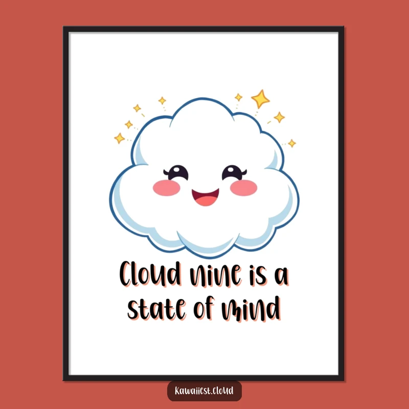 Happy Cloud Sparkles Free Printable Wall Art - Whimsical Decor Downloadable Art