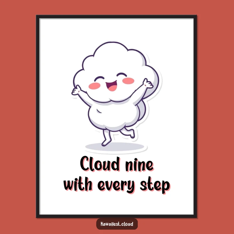 Free Printable Wall Art: Dancing Cloud Character, Whimsical Downloadable Decor