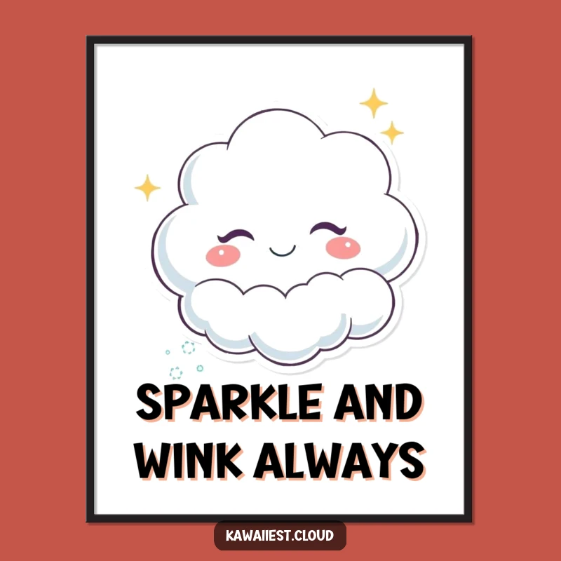 Funny Free Printable Cloud Wall Art - Winking Sparkles, Downloadable Quirky Decor