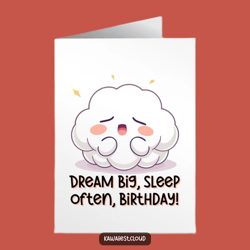 Free Printable Birthday Card: Sleepy Cloud Yawning - Funny Downloadable Gift
