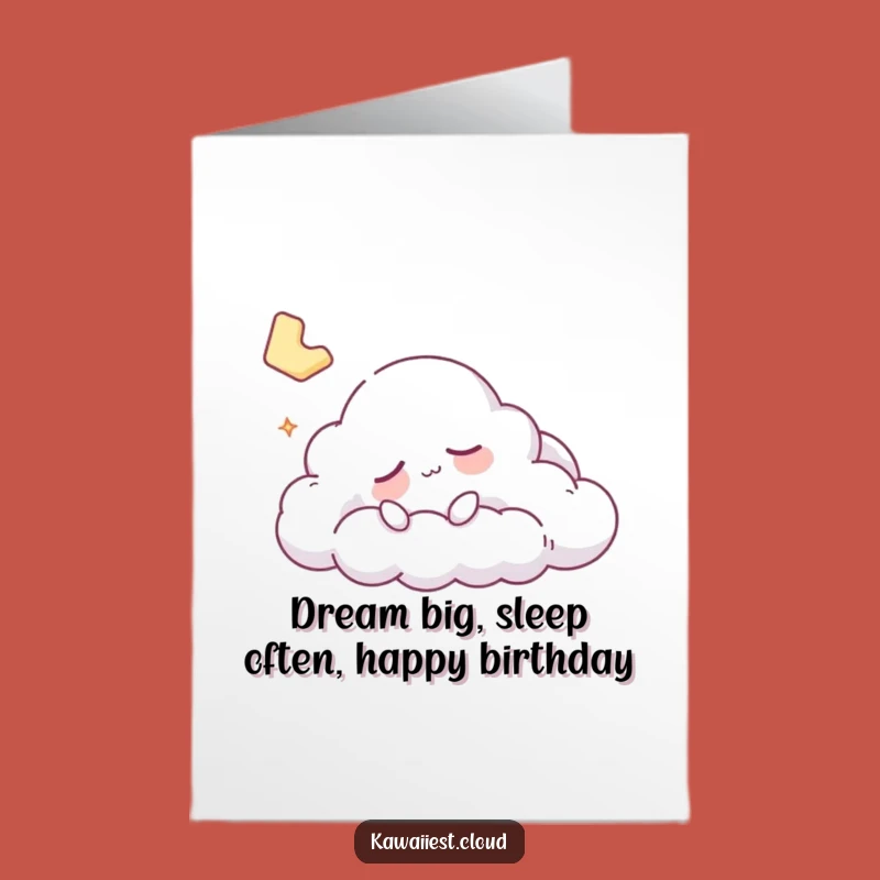 Free Printable Sleepy Cloud Birthday Card Funny Downloadable Gift for Dreamers