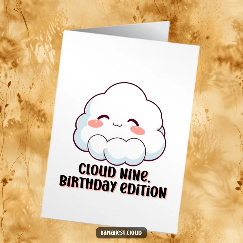 Funny Free Printable Birthday Card: Cloud exhales blissfully, a comical depiction of quiet joy, perfect for gifting.