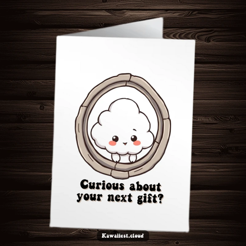 Funny Free Printable Birthday Card: Curious cloud character peeking through a keyhole, a GIFTable mystery.