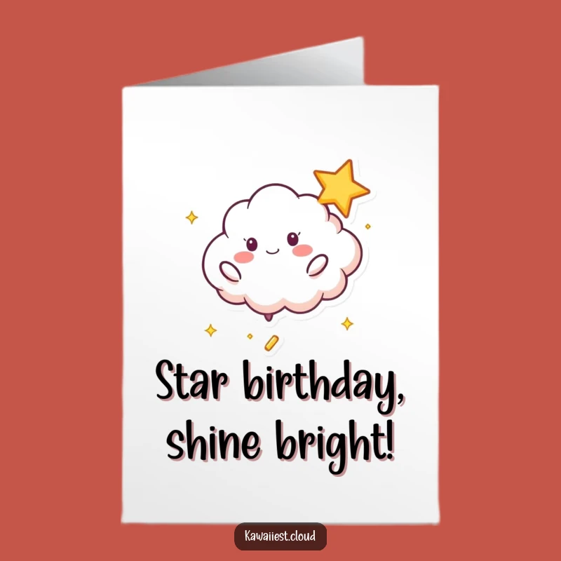 Free Printable Birthday Card: Playful Cloud & Star, Funny Downloadable Gift for Wishes