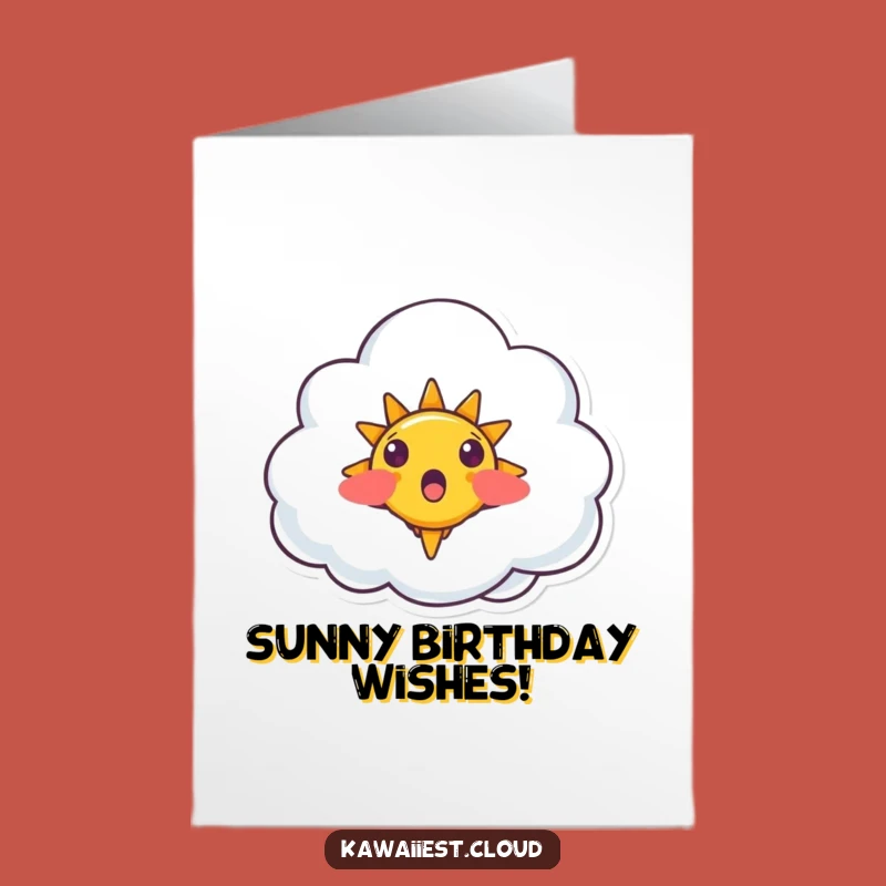 Free Printable Birthday Card: Surprised Cloud & Sun, Funny Downloadable Gift for Smiles