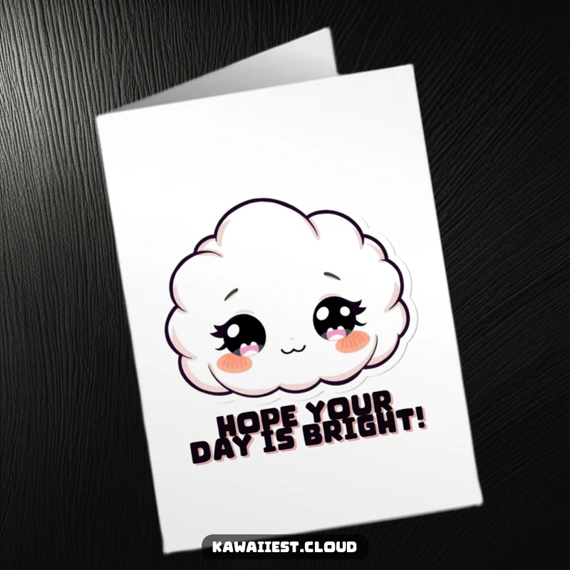 Funny Free Printable Cloud Birthday Card: A cute cloud character curiously peeks down with big, sparkling eyes.