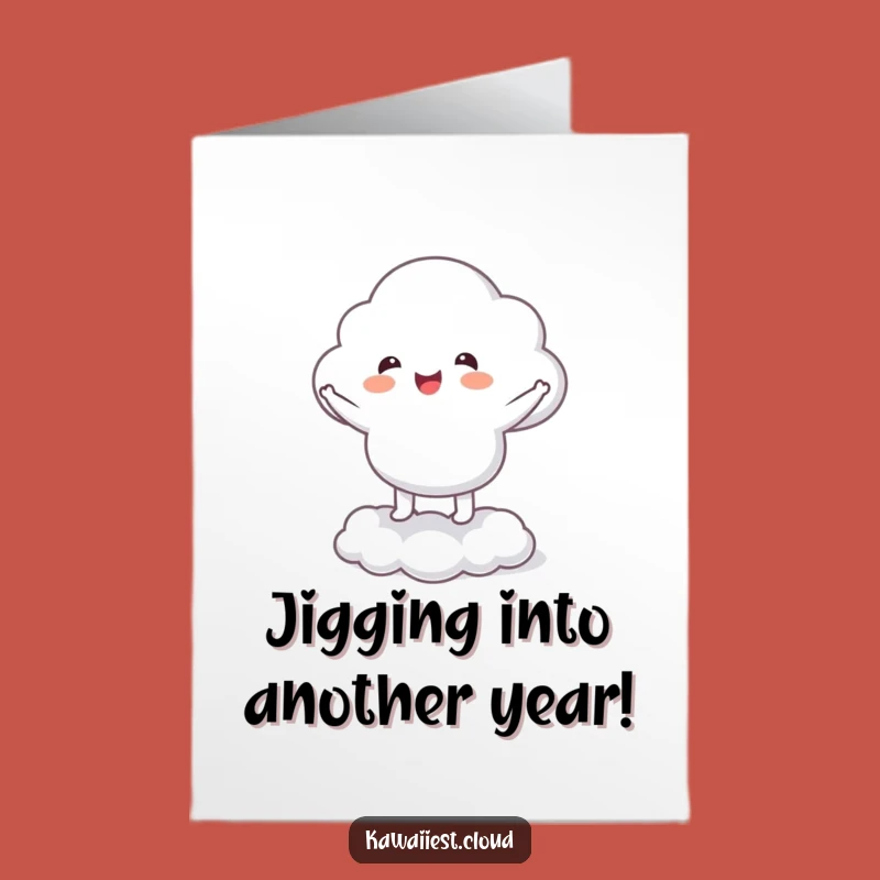 Free Printable Birthday Card: Funny Cloud Jigging - Downloadable Joyful Gift