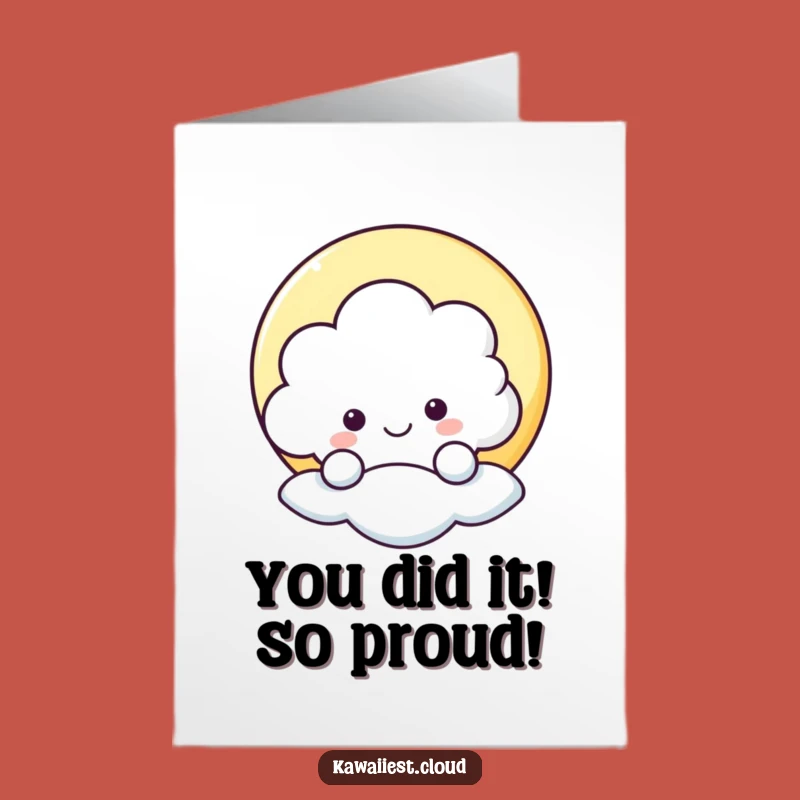 Free Printable Congrats Card: Happy Cloud Behind Moon