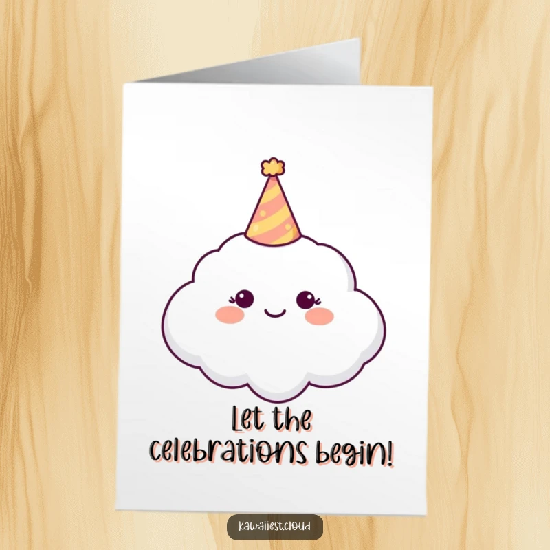 Funny Free Printable Congrats Card: A joyful cloud donning a miniature party hat, ready to celebrate any wonderful occasion.