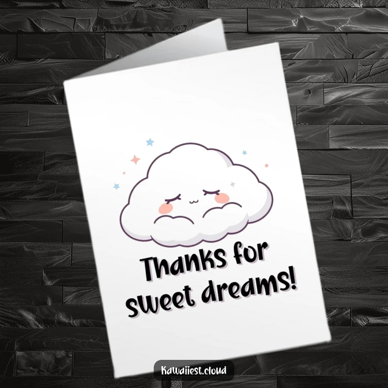 Funny Free Printable Dreamy Cloud Thank You Card: A cloud character drifting peacefully, conveying gentle gratitude.