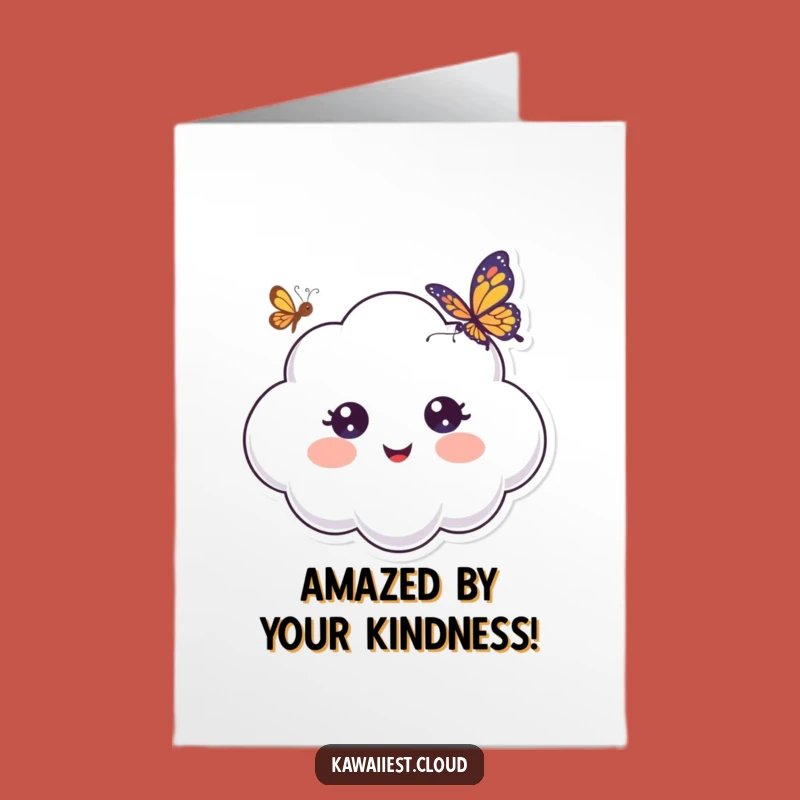 Free Printable Thank You Card: Cloud Surprised by Butterfly, Funny Downloadable Gift