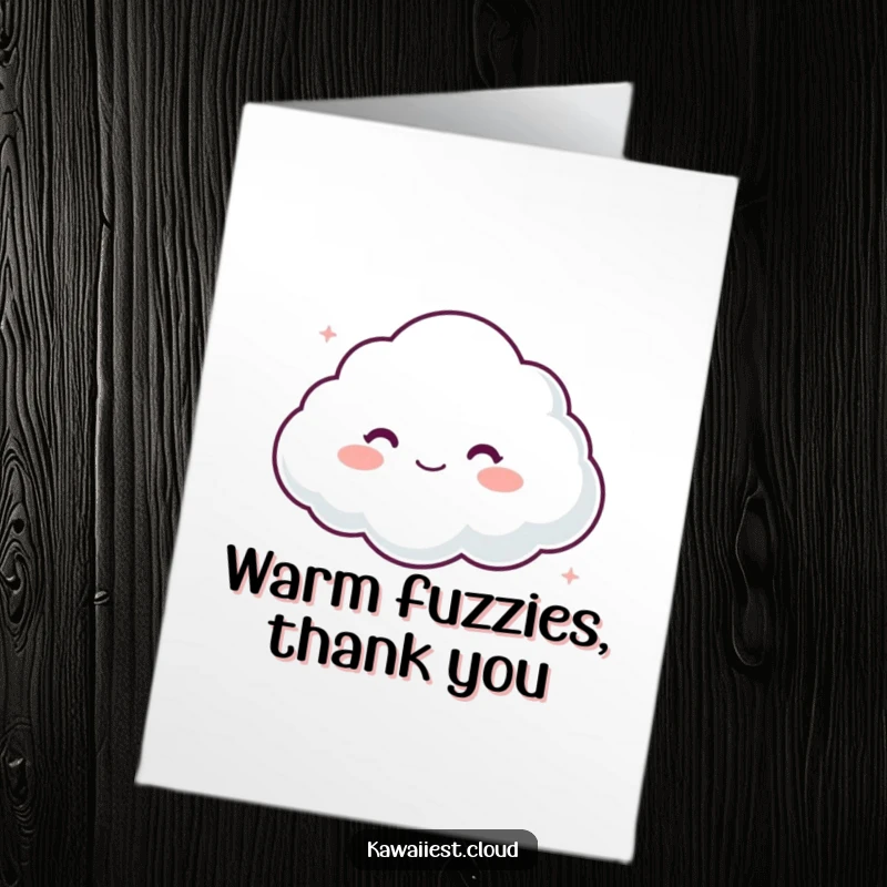 Funny Free Printable Thank You Card: A cloud radiates a comforting, soft aura, conveying appreciation with gentle charm, a heartwarming downloadable.
