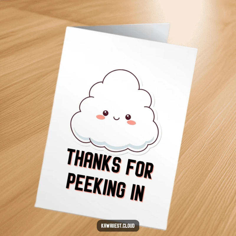Funny Free Printable Thank You Card with a playful cloud peeking from behind another, a delightful downloadable thank you.