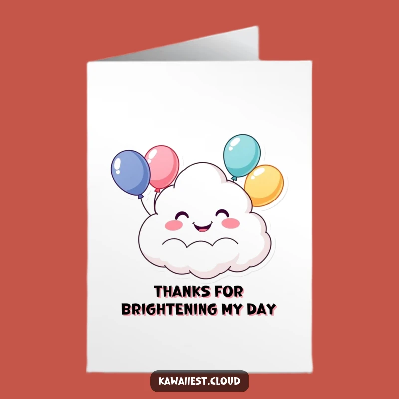 Free Printable Thank You Card: Grinning Cloud with Balloons for a Heartfelt, Downloadable Gift