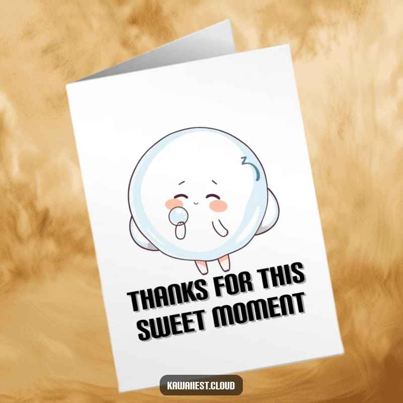 Funny Free Printable Cloud Thank You Card: A playful cloud character blowing a large, transparent bubble, expressing thanks whimsically.
