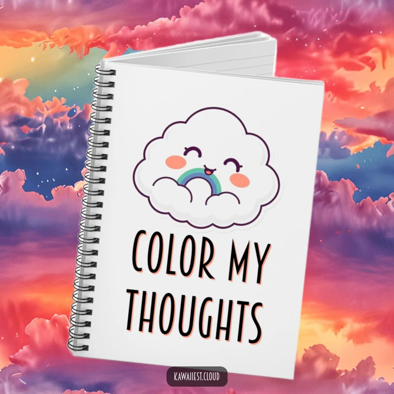Funny Cloud Notebook: A notebook featuring a cloud with surprised delight at discovering a tiny, smiling rainbow, perfect for writing down happy thoughts.