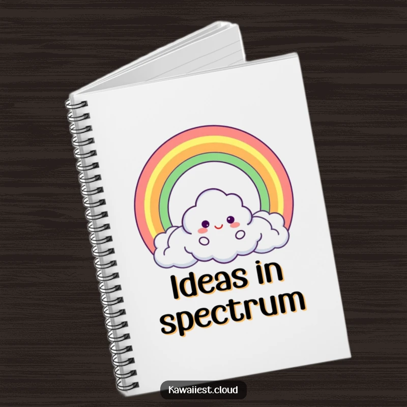 Funny Notebook with a cloud character creating a perfect circle rainbow, perfect for capturing your most magical thoughts.