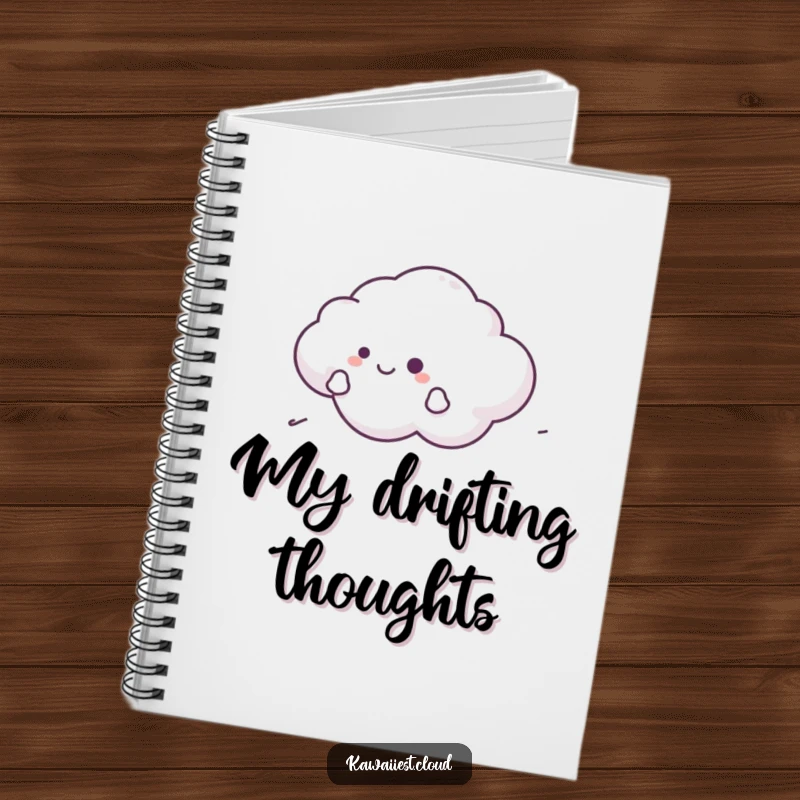 Funny Cloud Notebook featuring a character happily gliding on a gentle breeze, perfect for note-taking.