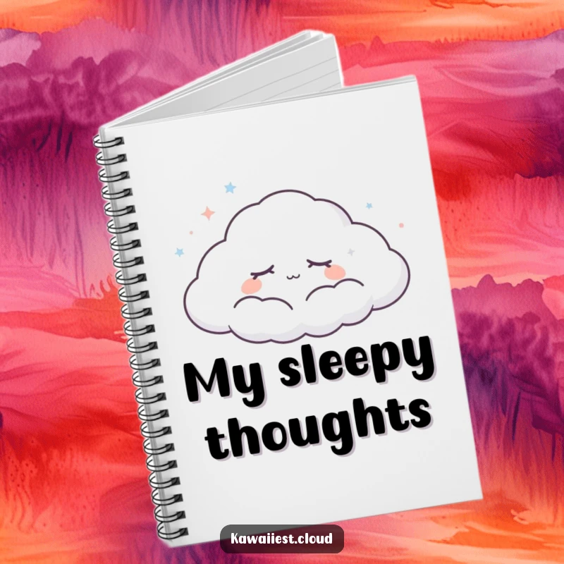 Funny Dreaming Cloud Notebook: A peaceful cloud character with closed eyes drifts across the sky, inspiring calm writing and note-taking.