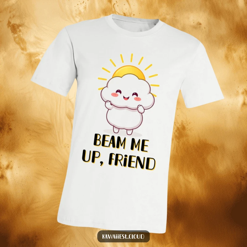 Funny T-Shirt: A happy cloud character holding and sharing a large, golden sunbeam, radiating joy and warmth.