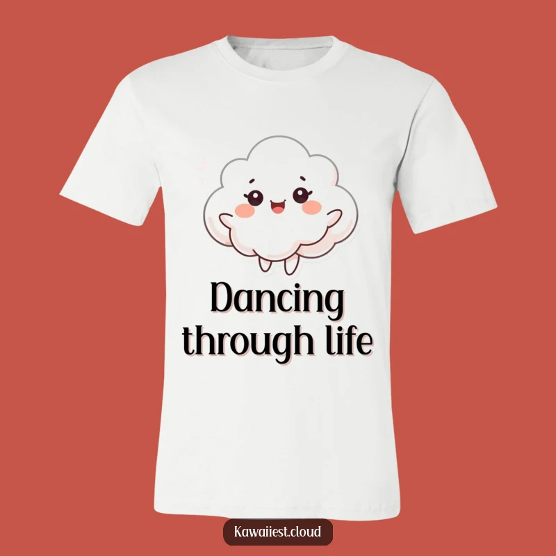 Funny Dancing Cloud T-Shirt: Joyful Breeze Character Tee