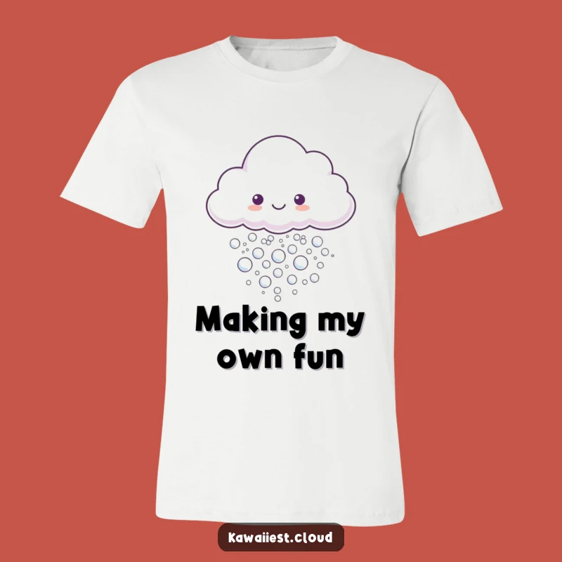 Funny Bubble Cloud T-Shirt: Shimmering Bubbles, Playful Design, Comfy Funny Gift Tee