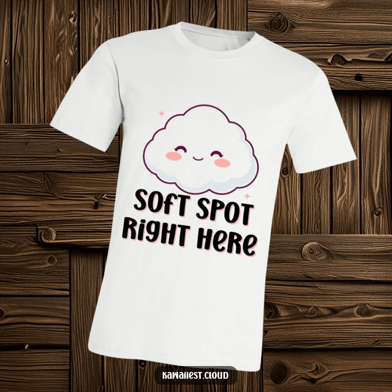 Funny t-shirt depicting a cloud character with a soft, comforting appearance, embodying gentleness and a soothing presence.