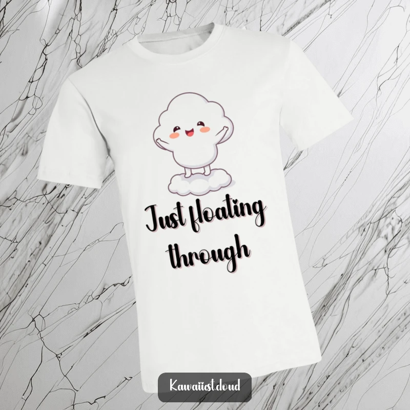 Funny T-Shirt: A cute cloud character performing an energetic and joyful jig on its soft, fluffy base.