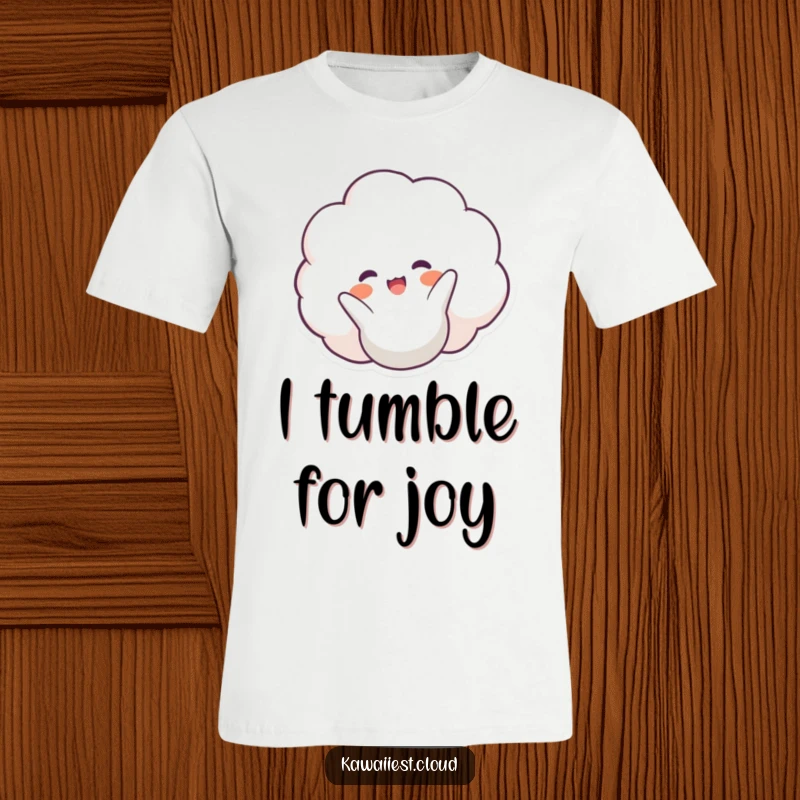 Funny Happy Cloud T-Shirt: A cheerful, beaming cloud character performing a delightful somersault, symbolizing boundless joy.