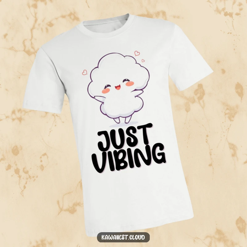 Funny Dancing Cloud T-Shirt: A delighted cloud character twirls with a gentle swirl, showcasing pure happiness and carefree movement.