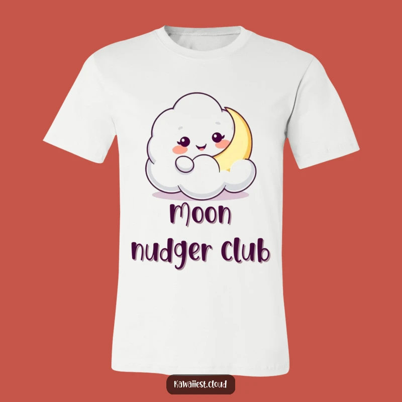 Funny Cloud Moon Nudge T-Shirt: Playful Character, Celestial Fun, Perfect Funny Gift Tee