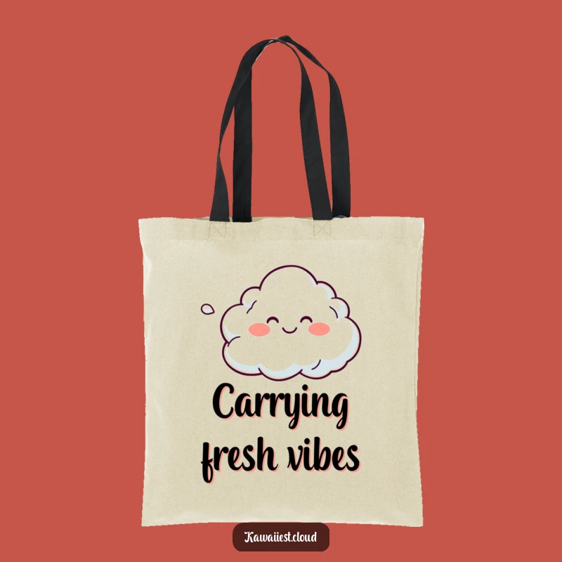 Funny Colorful Breeze Cloud Tote Bag: Smiling Character, Practical Humorous Gift