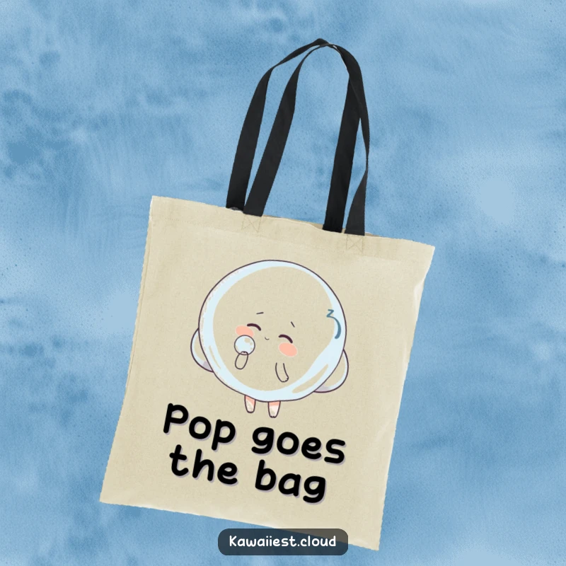 Funny Cloud Tote Bag: A practical tote featuring a cloud blowing a giant, translucent bubble, perfect for carrying your playful essentials.