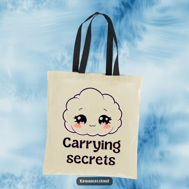 Funny Curious Cloud Tote Bag: A delightful tote featuring a curious cloud character with wide, twinkling eyes, perfect for carrying essentials.
