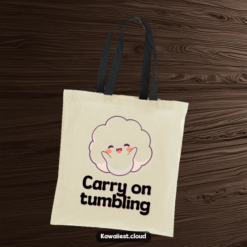 Funny Happy Cloud Tote Bag: A vibrant tote featuring a happy cloud character doing a joyful somersault, perfect for carrying smiles.