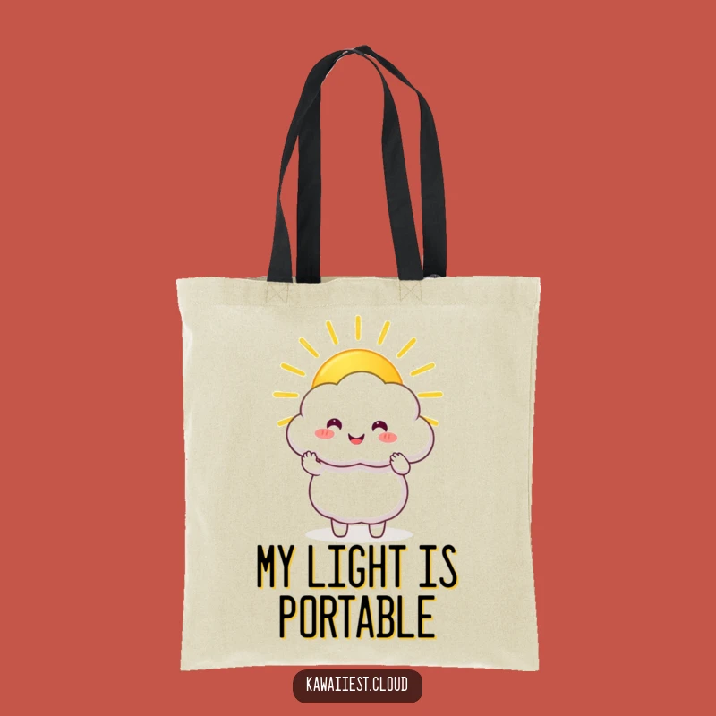Funny Sunbeam Cloud Tote Bag: Happy Character Sharing Golden Sunbeam, Perfect Funny Gift